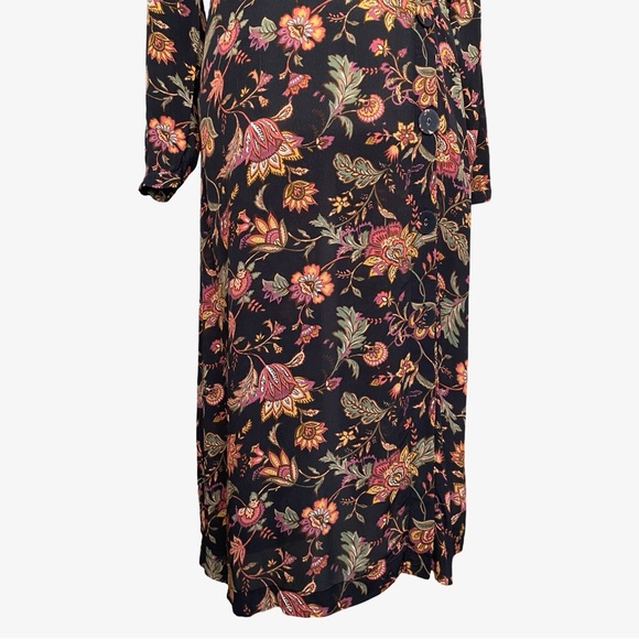 Anthropologie x Kachel Mixed Floral Print Long-Sleeve Midi Dress Black Sz 2 EUC - Picture 4 of 16